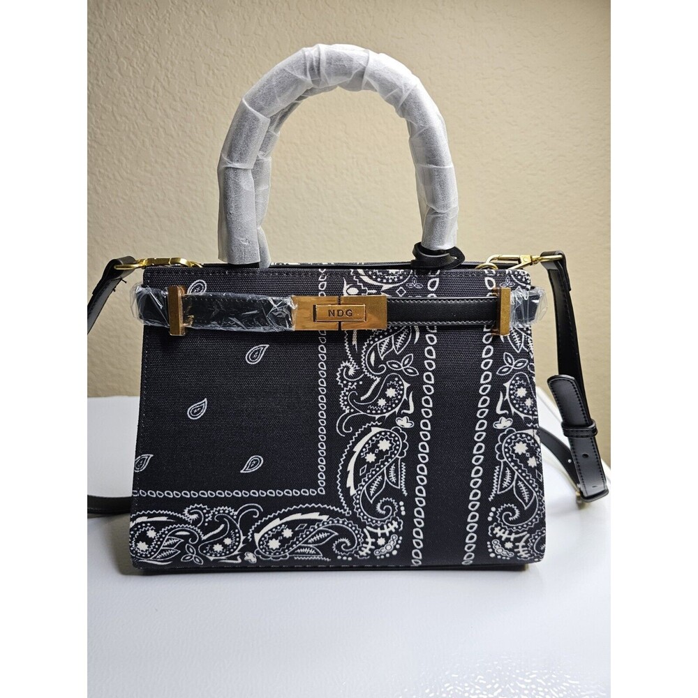 NDG Jeanne 300MM Black Bandana Top Handle Bag Women Pocketbook